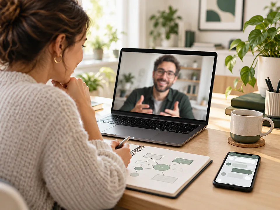 A project consultation call between a client and a developer